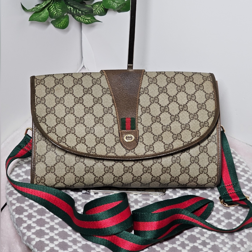 GUCCI GG Web SherryLine Clutch Bag PVC Leather (Removable Unbranded … - Picture 3 of 10